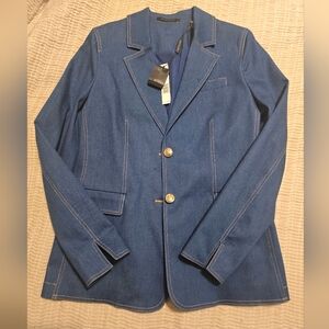 SOLD OUT Elie Tahari Western Blue Stone Blue Wash Denim Blazer RTL: $345